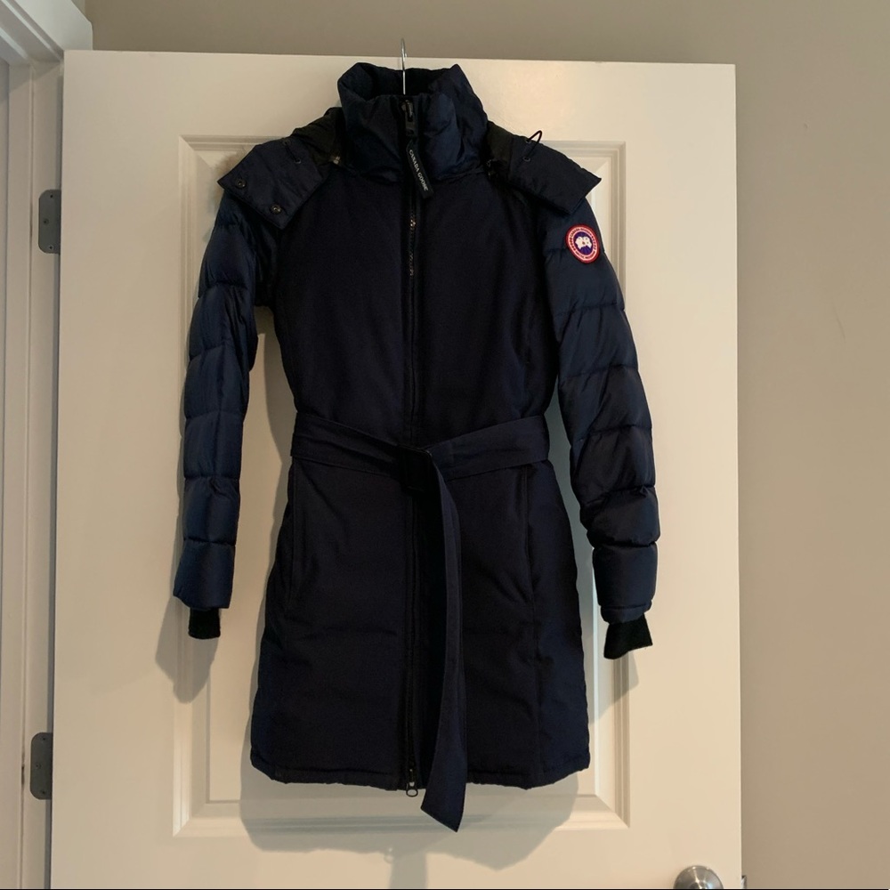 Canada goose Rowan belted parka size xs navy - Picture 2 of 13